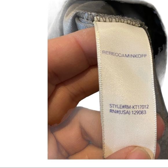 Rebecca Minkoff Women's XS Alana Top Grey Crushed Velvet Short Sleeve Hi Lo Hem - Picture 6 of 8